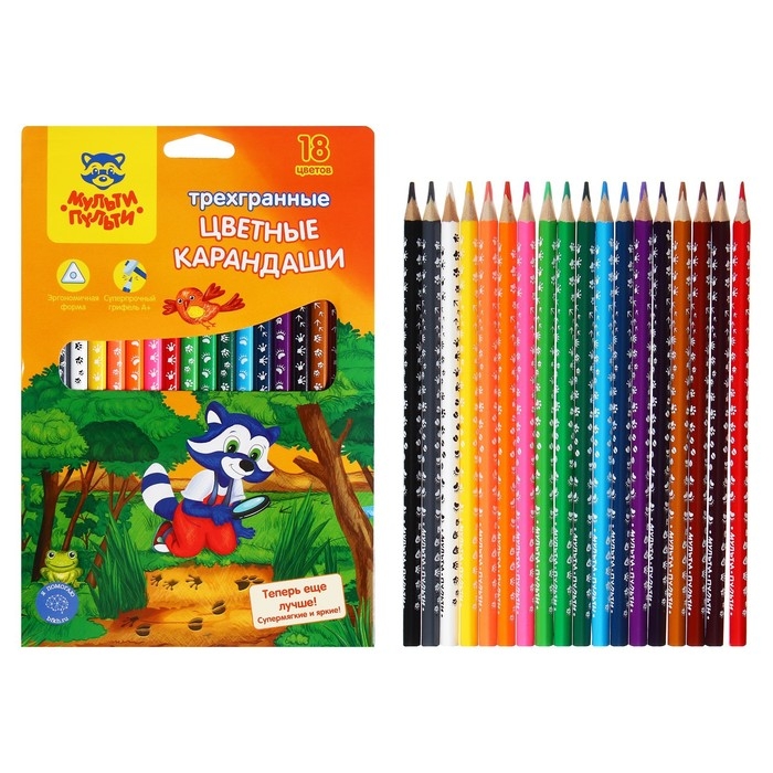 Карандаши 18 цветов "Енот-следопыт"