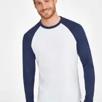 Футболка мужская с длинным рукавом Funky LSL белая с темно-синим, размер 3XL