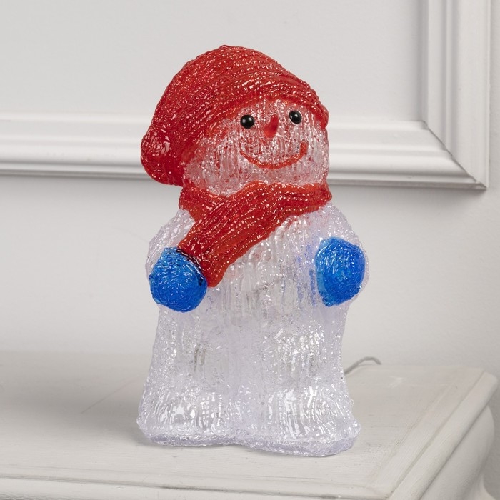 Светодиодная фигура &laquo;Снеговик в шарфе&raquo; 13 &times; 25 &times; 15 см, акрил, 30 LED, 220 В, свечение белое