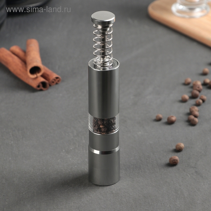 Мельница для специй &laquo;Пружина&raquo;, 15&times;2,5 см, металлический механизм, цвет серый