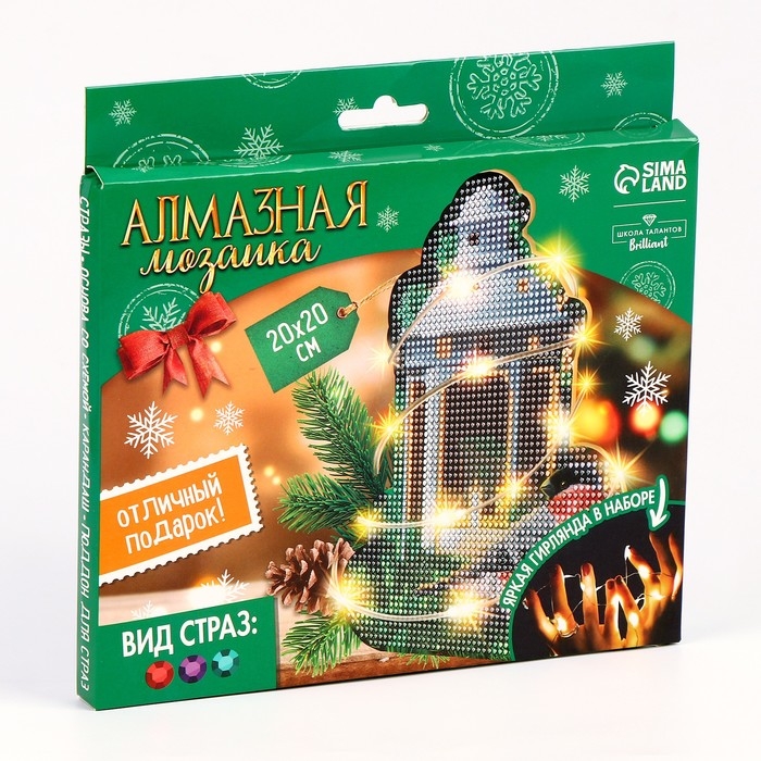 Алмазная мозаика на новый год с полным заполнением на фигурке «Фонарь», новогодний набор для творчества Алмазная мозаика на новый год с полным заполнением на фигурке «Фонарь», новогодний набор для творчества
