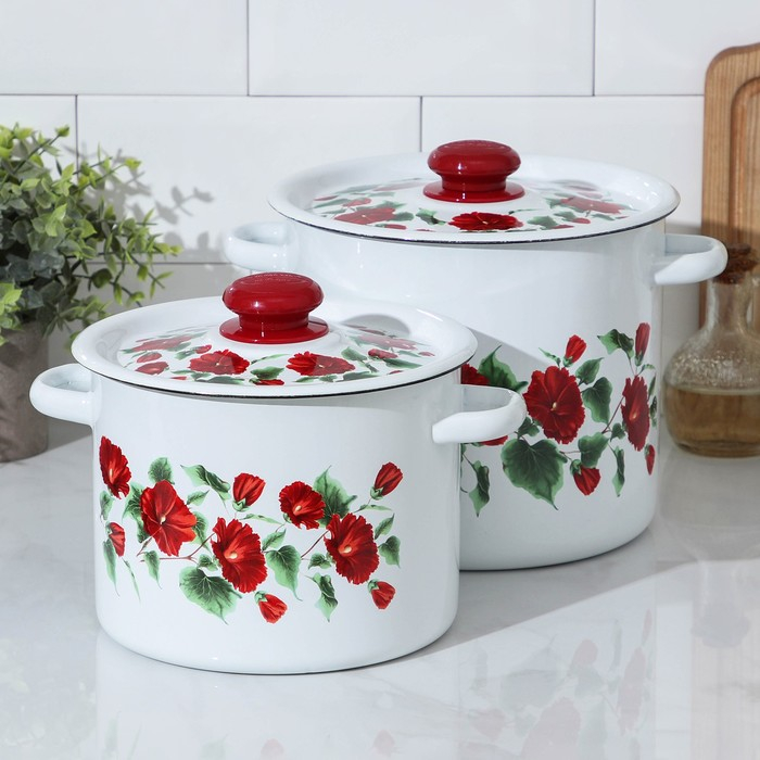 Набор эмалированных кастрюль &laquo;Рамо&raquo;, 2 предмета: 3,5 л, 5,5 л