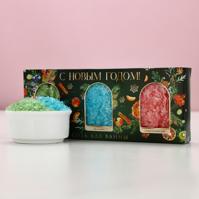 Подарочный набор косметики &laquo;С Новым Годом!&raquo;, соль для ванны, 3 х 100 г, ЧИСТОЕ СЧАСТЬЕ