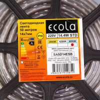 Светодиодная лента Ecola STD 14 &times; 7 мм, 50 м, IP68, SMD5050, 60 LED/м, 14.4 Вт/м, 220 В, 6000К