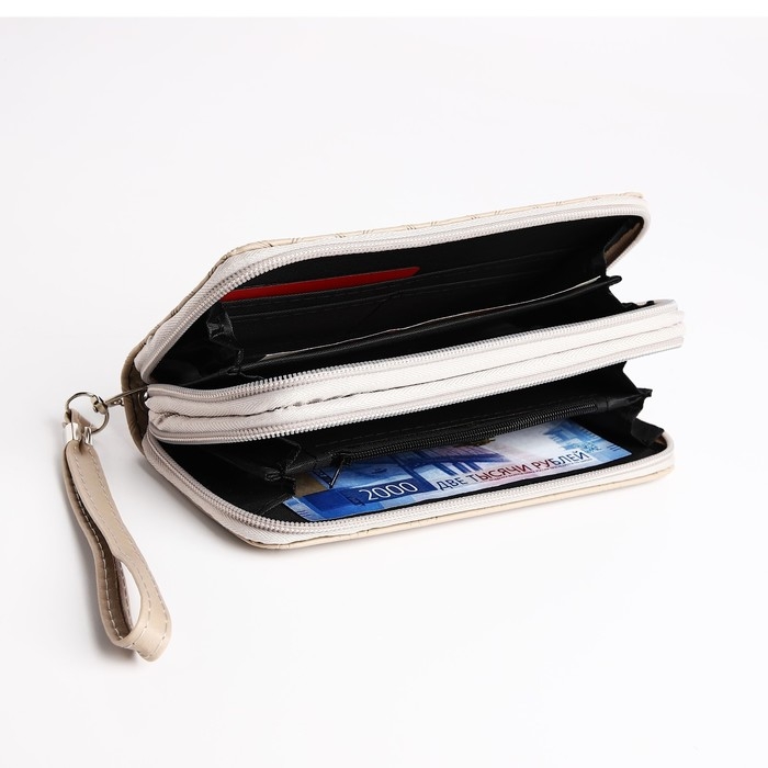 Кошелёк женский на молнии, цвет бежевый Кошелёк женский на молнии, цвет бежевый