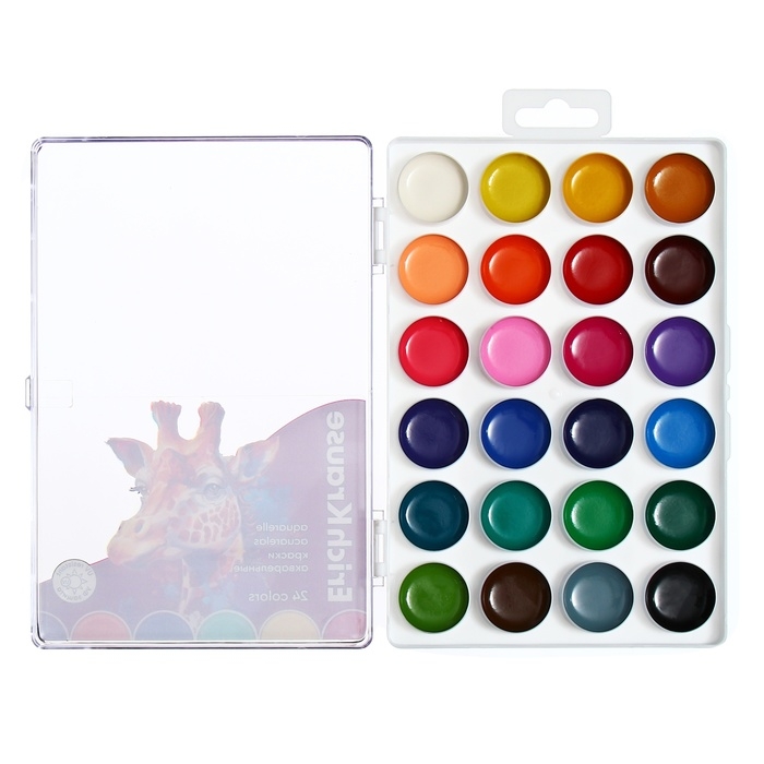 Акварель 24 цвета, ErichKrause Safari, с УФ защитой яркости, в пластиковой коробке, с европодвесом