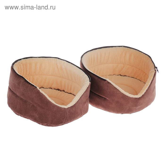 Дом, трансформирующийся в 2 лежанки, 33 х 29 х 29 см, мебельная ткань, коричневый Дом, трансформирующийся в 2 лежанки, 33 х 29 х 29 см, мебельная ткань, коричневый