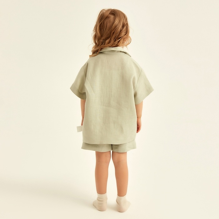 Костюм детский домашний (рубашка и шорты) SL HOME р 28 (86-92), светло-зеленый