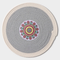 Салфетка сервировочная на стол Доляна &laquo;Мира&raquo;, d=38 см, цвет серый, рисунок МИКС