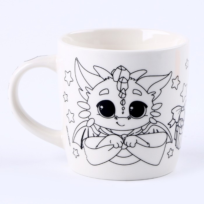 Кружка под раскраску на новый год &laquo;Дракончик&raquo;, с мягкой игрушкой, 300 мл