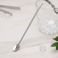 Ложка-трубочка для коктейля из нержавеющей стали &laquo;Лопата&raquo;, длина 21,5 см, цвет серебряный