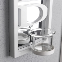 Подсвечник пластик, стекло на 1 свечу "Отражение благословения" d-4 см белая 8х12х41 см