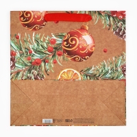 Пакет подарочный новогодний крафтовый квадратный «Новогоднее настроение», 30 х 30 х 12 см, Новый год Пакет подарочный новогодний крафтовый квадратный «Новогоднее настроение», 30 х 30 х 12 см, Новый год