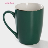 Кружка фарфоровая Доляна &laquo;Изумруд. Линия&raquo;, 350 мл, цвет зелёный