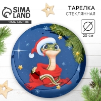 Тарелка стеклянная новогодняя Дорого внимание &laquo;Змейка&raquo;, 20 см