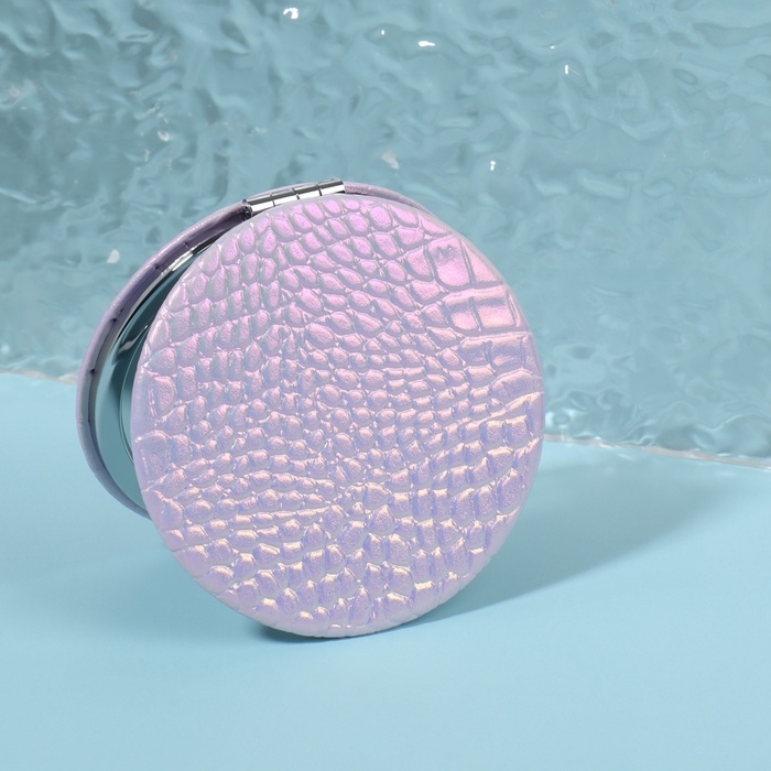 Зеркало складное &laquo;Крокодил&raquo;, d = 7,5 см, цвет нежно - розовый