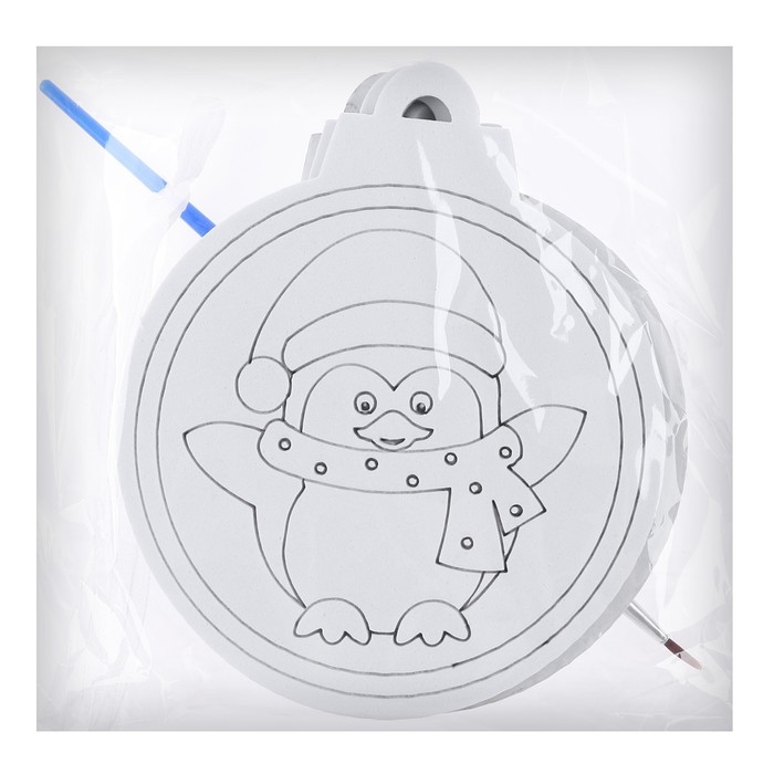 Ёлочное украшение под раскраску «Милашка» 4 шт., кисть Ёлочное украшение под раскраску «Милашка» 4 шт., кисть