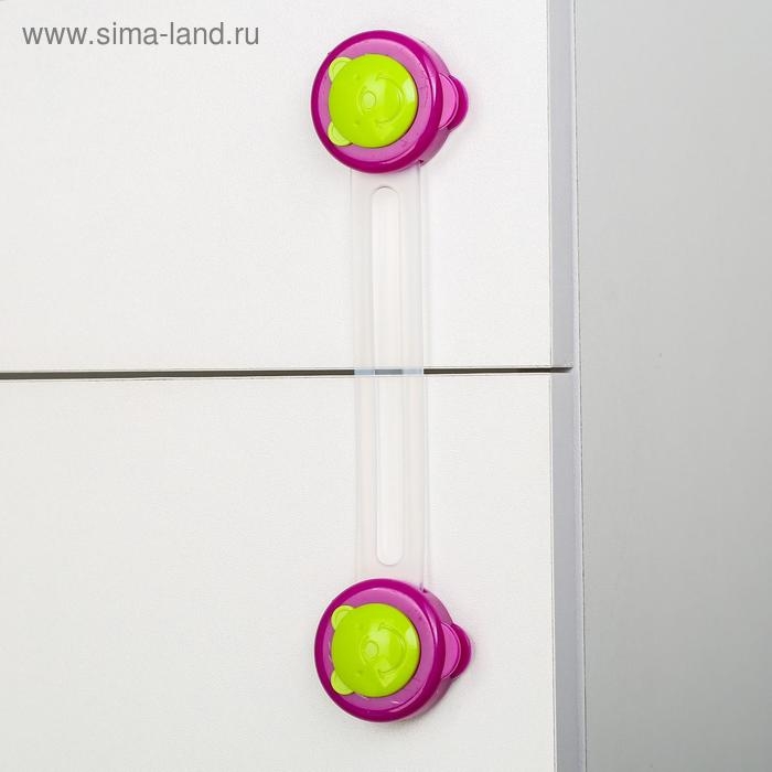 Набор блокираторов для дверей и ящиков &laquo;Мишка&raquo;, универсальные, гибкие, 17 см, 2 шт., цвет бордовый/зеленый, Крошка Я