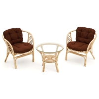 Набор садовой мебели "Индо" 3 предмета: 2 кресла, 1 стол, коричневый Набор садовой мебели "Индо" 3 предмета: 2 кресла, 1 стол, коричневый