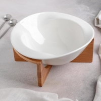 Блюдо керамическое на подставке &laquo;Эстет. Вихрь&raquo;, d=24 см, цвет белый