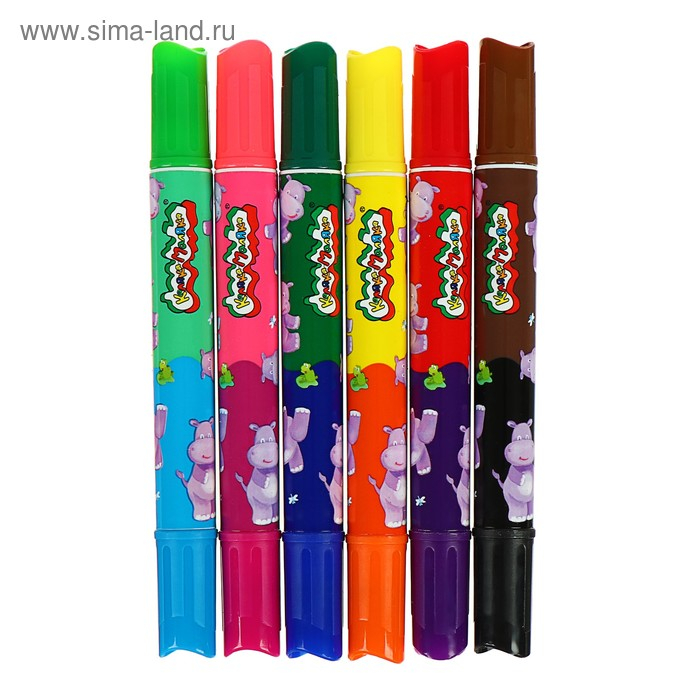 Фломастеры 12 цветов &laquo;Каляка-Маляка&raquo;, двухсторонние
