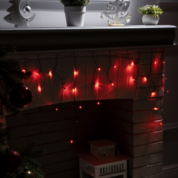 Гирлянда &laquo;Бахрома&raquo; 1.8 х 0.5 м, IP20, тёмная нить, 48 LED, свечение красное, 8 режимов, 220 В