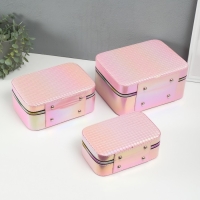 Шкатулка кожзам с зеркалом "Плетение" розовая н-р 3 шт 19,4х12,5х8 22х16х9 11,5х24,5х18,5 см Шкатулка кожзам с зеркалом "Плетение" розовая н-р 3 шт 19,4х12,5х8 22х16х9 11,5х24,5х18,5 см