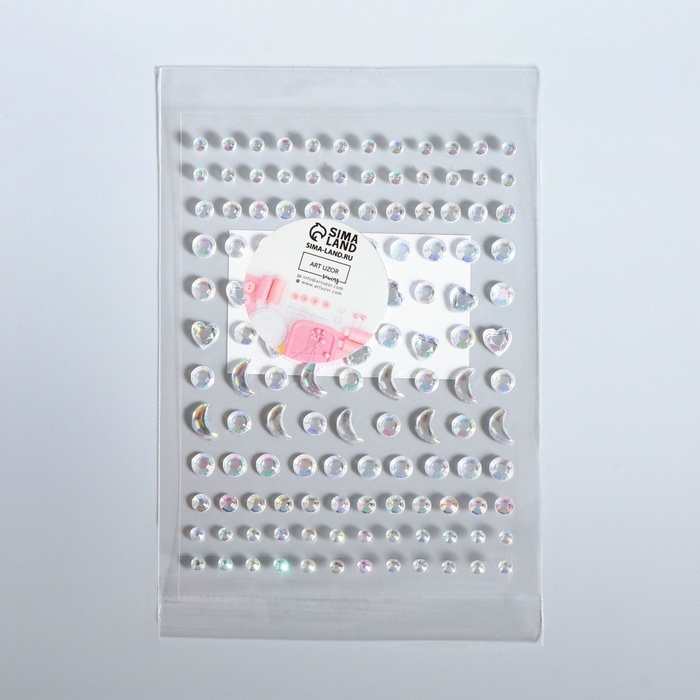 Стразы самоклеящиеся фигурные «Ассорти», с голографией, 128 шт на листе, цвет серебряный Стразы самоклеящиеся фигурные «Ассорти», с голографией, 128 шт на листе, цвет серебряный