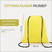 Мешок для обуви на шнурке, «ЗФТС», светоотражающая полоса, цвет жёлтый Мешок для обуви на шнурке, «ЗФТС», светоотражающая полоса, цвет жёлтый