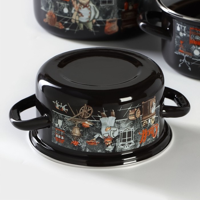 Набор эмалированных кастрюль &laquo;Бергамо&raquo;, 3 предмета: 1.5 л, 2.3 л, 3 л, индукция