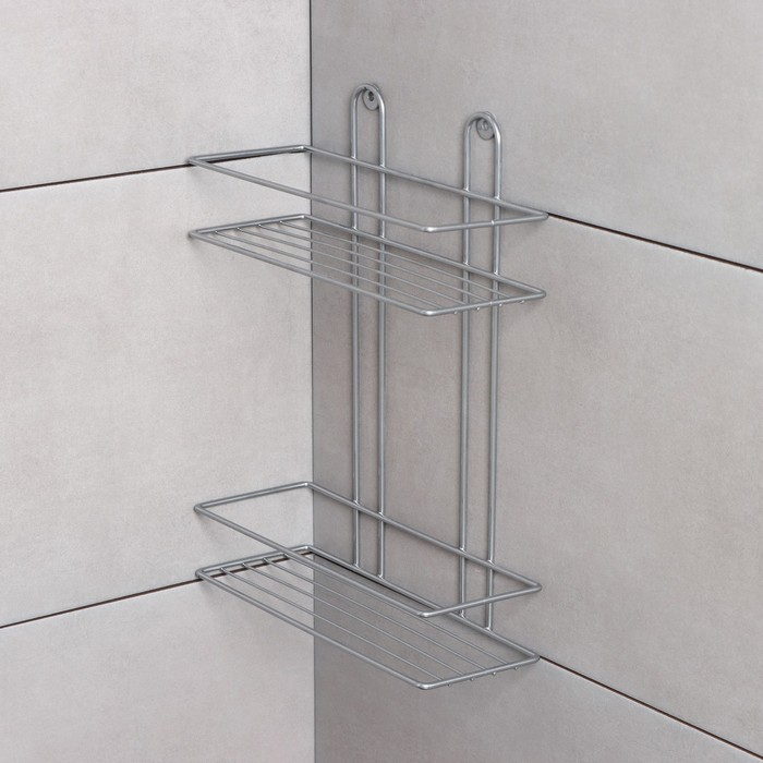 Полка прямоугольная 2-х ярусная, 26,5×10,5×35 см, цвет хром Полка прямоугольная 2-х ярусная, 26,5×10,5×35 см, цвет хром