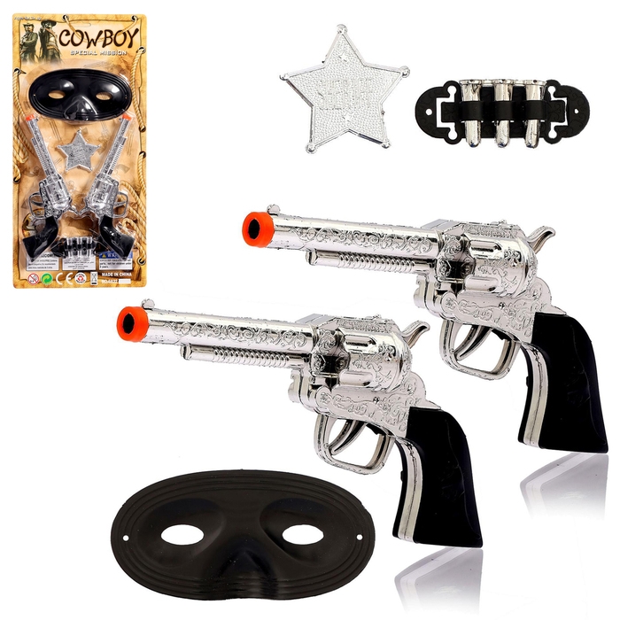 Набор ковбоя &laquo;Шериф&raquo;, 2 пистолета, маска, значок