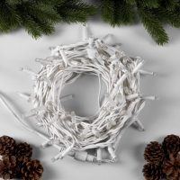 Гирлянда &laquo;Нить&raquo; 10 м, IP65, УМС, белая каучуковая нить, 100 LED, свечение тёплое белое, мерцание, 220 В