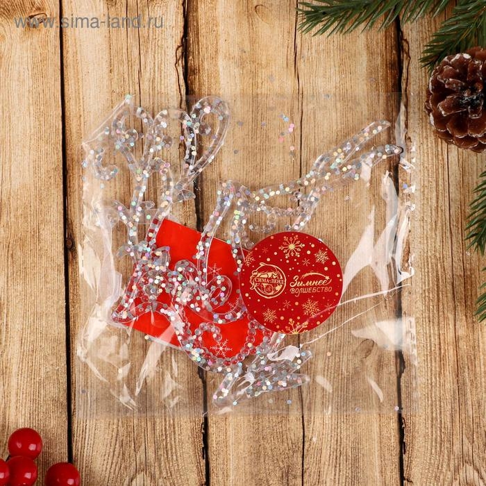 Украшение ёлочное "Олень в прыжке - магия" 13х12 см, прозрачный