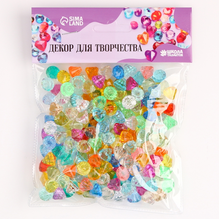 Кристаллы пластиковые декоративные, набор 120 г, размер 1 шт. &mdash; 1 &times; 1,2 см, цвет МИКС