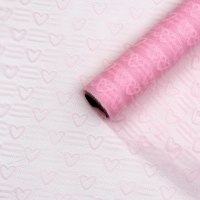 Сетка флористическая "Сердечки", 50см*4,5м, пудровая Сетка флористическая "Сердечки", 50см*4,5м, пудровая