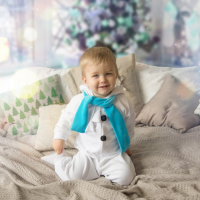 Карнавальный костюм для малышей &laquo;Медвежонок белый&raquo; с голубым шарфом, велюр, хлопок, рост 74-92 см