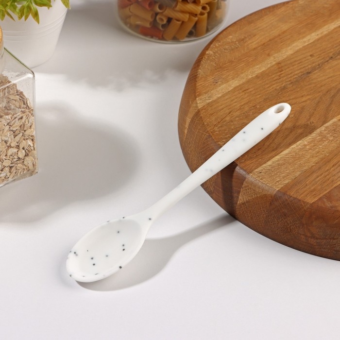 Ложка гарнирная Доляна &laquo;Гранит&raquo;, силикон, 20,5&times;4,5 см, цвет белый