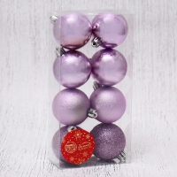 Набор шаров пластик d-5  см, 8 шт "Классика блеск ассорти" сиреневый