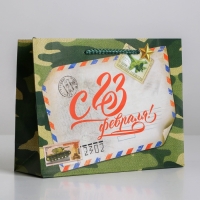 Пакет подарочный ламинированный горизонтальный, упаковка, &laquo;Письмо защитнику&raquo;, MS 23 х 18 х 8 см