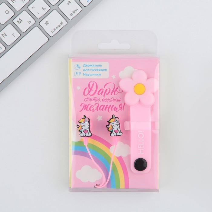Наушники вакуумные, держатель для проводов &laquo;Единорог дарю счастье&raquo;, мод.VBT 1,1, 12,5 х 8,5 см.