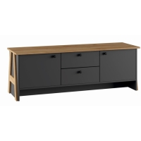 Тумба под ТВ Теодора, 1440х421х500, Графит/Крафт золотой