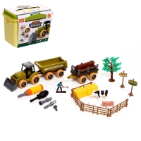 Конструктор винтовой «Трактор с 2 прицепами», с отвёрткой, и аксессуарами Конструктор винтовой «Трактор с 2 прицепами», с отвёрткой, и аксессуарами
