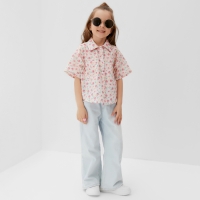 Рубашка для девочки KAFTAN "Цветы", р.34 (122-128), розовый Рубашка для девочки KAFTAN "Цветы", р.34 (122-128), розовый