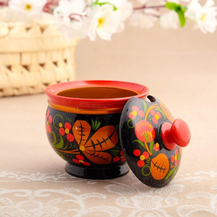 Сахарница &laquo;Ягодка&raquo;, малая, 9&times;9 см, хохлома