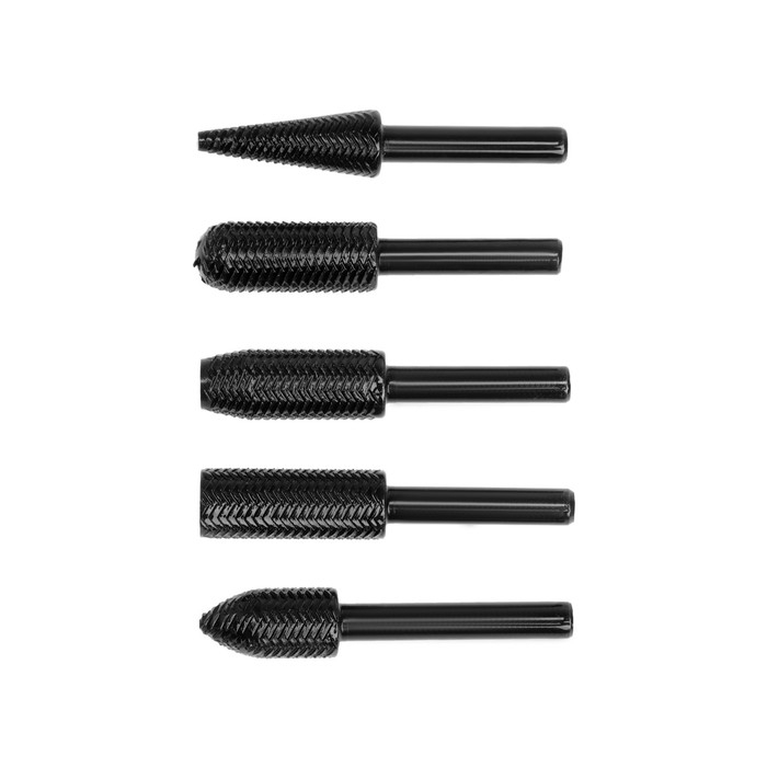 Набор шарошек по дереву и пластику ТУНДРА, диаметр хвостовика 6 мм, 5 шт. Набор шарошек по дереву и пластику ТУНДРА, диаметр хвостовика 6 мм, 5 шт.