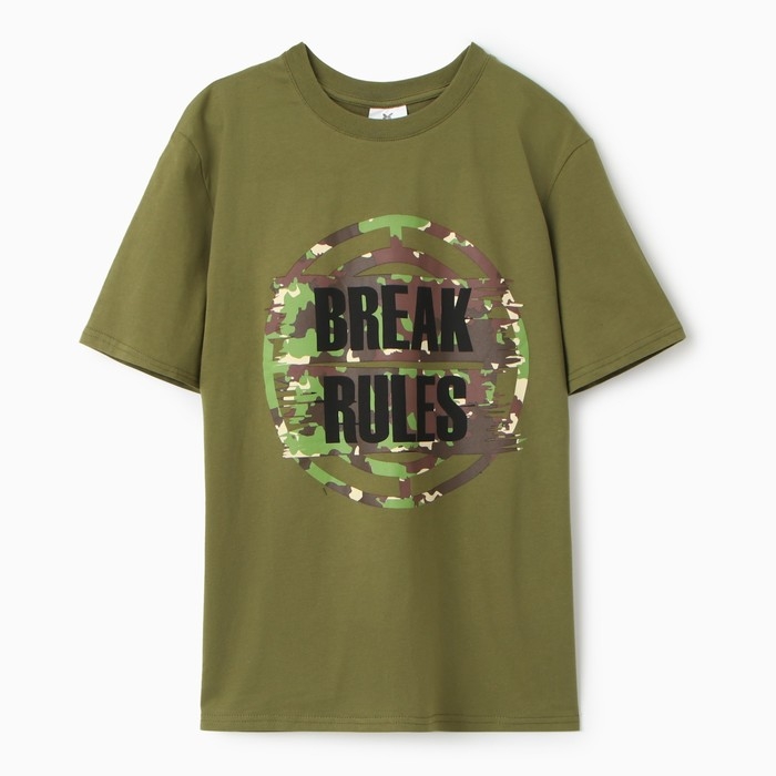 Футболка мужская BREAK RULES, цвет хаки, размер 50 Футболка мужская BREAK RULES, цвет хаки, размер 50