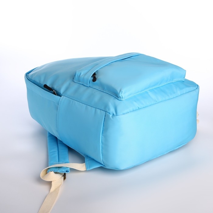 Рюкзак школьный из текстиля на молнии, 2 кармана, цвет голубой