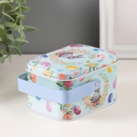 Шкатулка металл с ручкой "Кролик в цветочном венке" 10,5х7,8х6,4 см Шкатулка металл с ручкой "Кролик в цветочном венке" 10,5х7,8х6,4 см