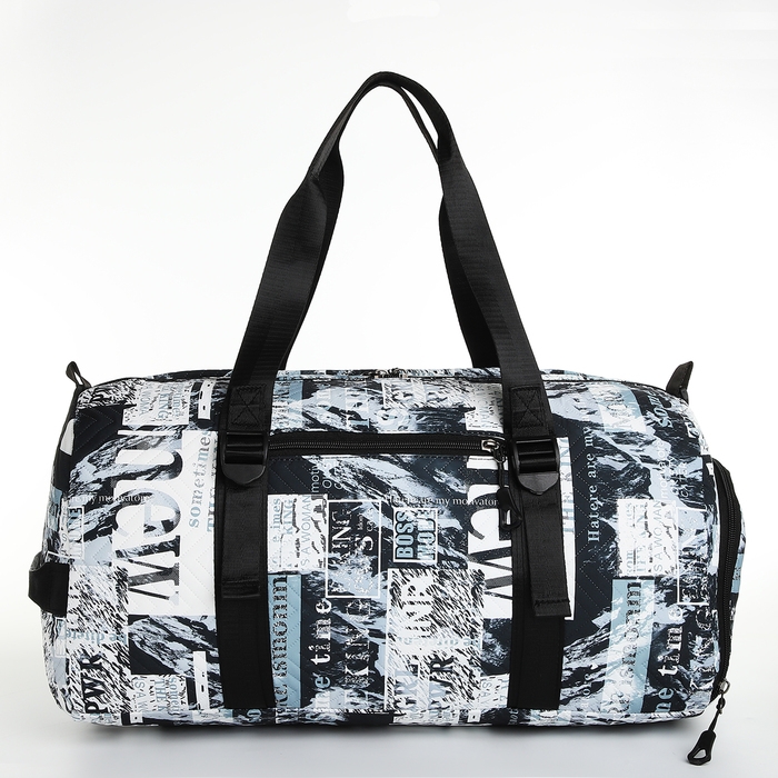 Сумка спортивная на молнии, отдел для обуви, 2 наружных кармана, длинный ремень, средний размер, цвет чёрный/белый Сумка спортивная на молнии, отдел для обуви, 2 наружных кармана, длинный ремень, средний размер, цвет чёрный/белый